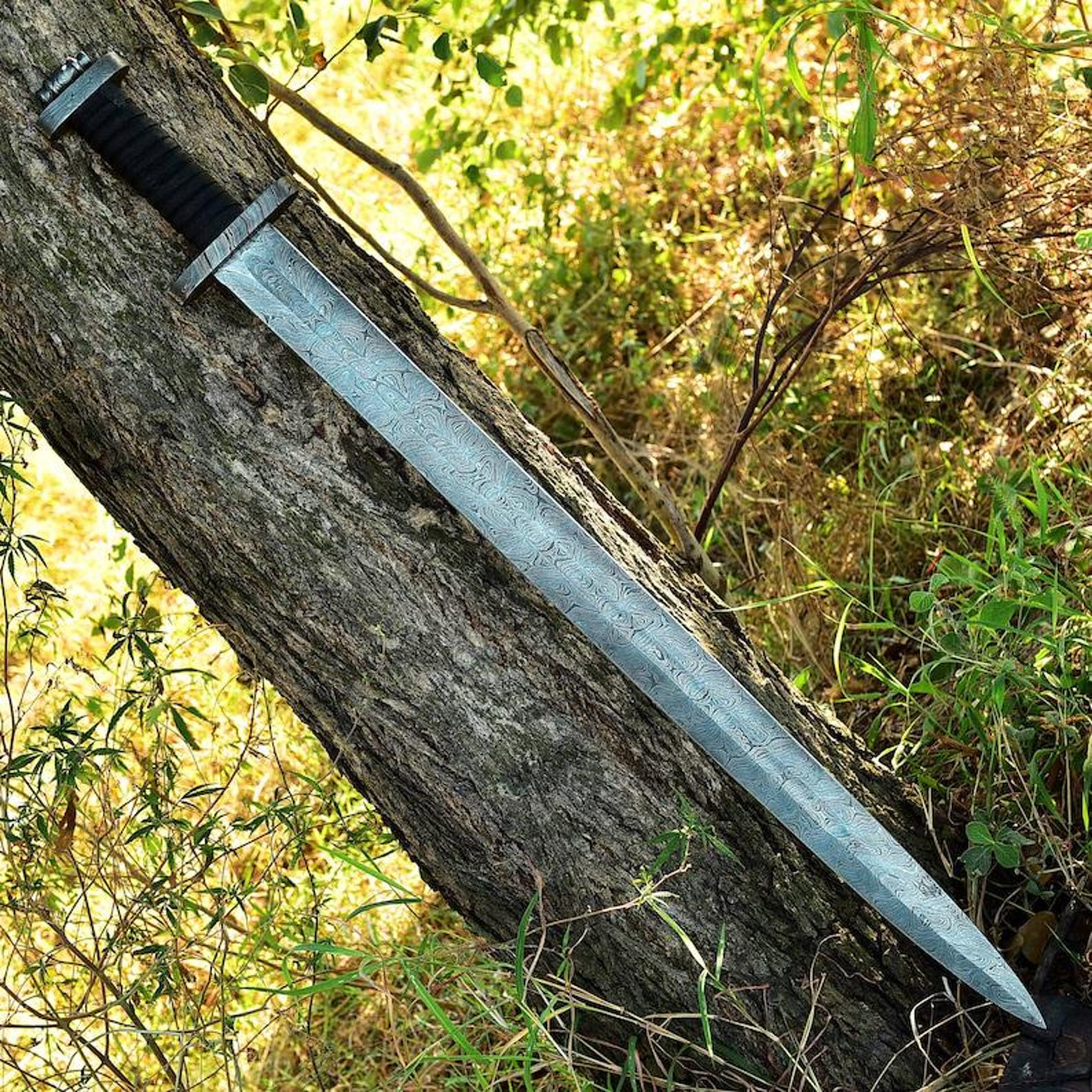 Handmade Damascus Steel Viking Sword, Northman Viking Sword Elaborate ...