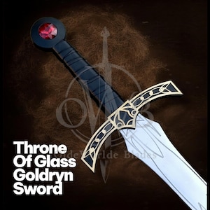 Goldryn Sword: Thrones of Glass Inspiriert | Kundenspezifisches handgemachtes Fantasie-Schwert | Mittelalterliches Rubin Inlay Schwert