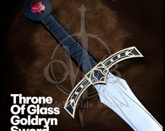 Goldryn Sword: Thrones of Glass Inspired | Custom Handmade Fantasy Sword | Medieval Regal Ruby Inlay Sword