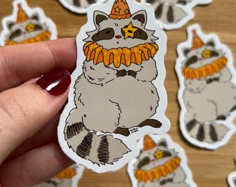 Cute Clown Raccoon Sticker / Raccoon Sticker / Cute Animal Sticker / Clown Animal Sticker