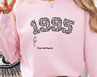 Custom 1995 Leopard Print Birthday Sweatshirt