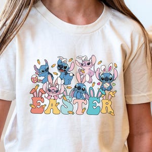 Stitch And Angel Easter Day Shirt, Stitch Bunny Shirt, Disney Stitch Tee, Easter Bunny Shirt , Funny Easter Shirt, Cute Stitch Bunny Shirt