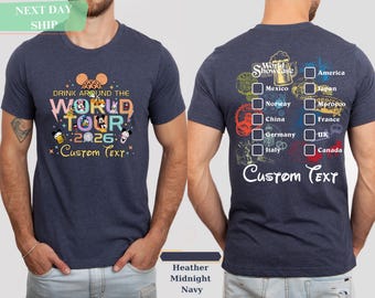 Epcot World Tour 2026 T-Shirt: Mickey and Friends Drinking Team