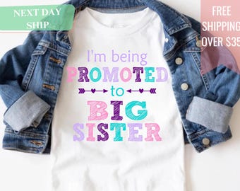 Promoted to Big Sister Shirt, Cute Announcement Kids Shirt, Big Sister Tee