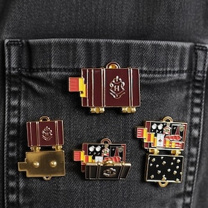 Magic Inspired Folding Pin Badge | Witchcraft  Trunk Enamel Pin | Interactive Collectible Wizard Pin | EmberPin Studios