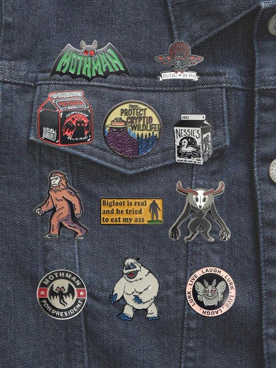 Cryptid Enamel Pin Set – Mothman, Bigfoot, Wendigo & Folklore Creatures, Nessie, Yeti,  Cryptozoology, Horror Lapel Pins, Gothic Pins