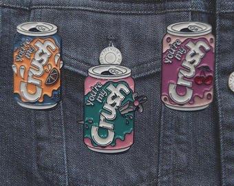 Pines de esmalte de lata de refresco – Bonito juego de pines de fruta – Insignia de lata de naranja, cereza y salpicadura – Pin de solapa de chaqueta kawaii