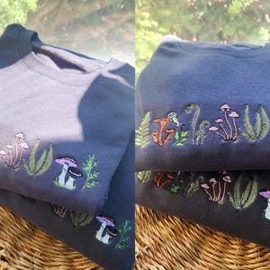 Embroidered Fern & Mushroom Sweatshirt: Nature-Inspired Cottagecore image 13