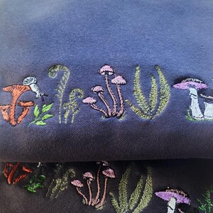 Embroidered Fern & Mushroom Sweatshirt: Nature-Inspired Cottagecore image 5