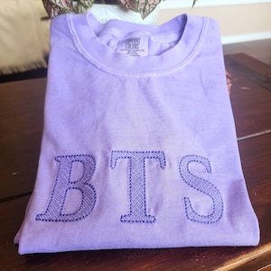 BTS Embroidered Shirt – Comfort Colors Tee – Kpop Fan Gift – Aesthetic Korean Pop Unisex T-Shirt.
