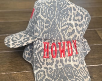 Personalisierte gestickte Leopard Trucker Hat, benutzerdefinierte Name Washed Cap