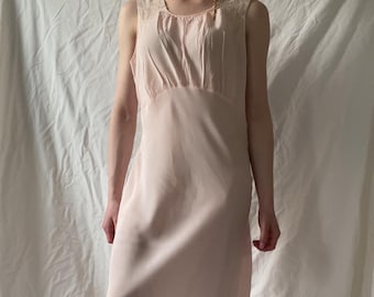 1930s Pink Vintage Slip Dress with Lace Details Rayon Slip Bias Cut Medium