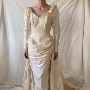 Vintage 1990s Catherine Rayner Silk Rosette Wedding Dress