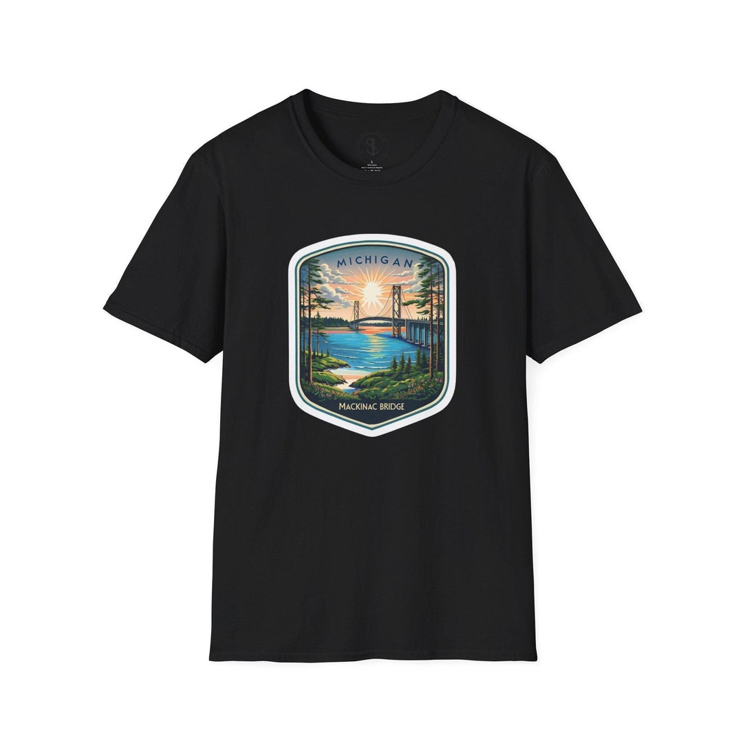 Michigan Mackinac Bridge Unisex Softstyle T-shirt, Upper Peninsula