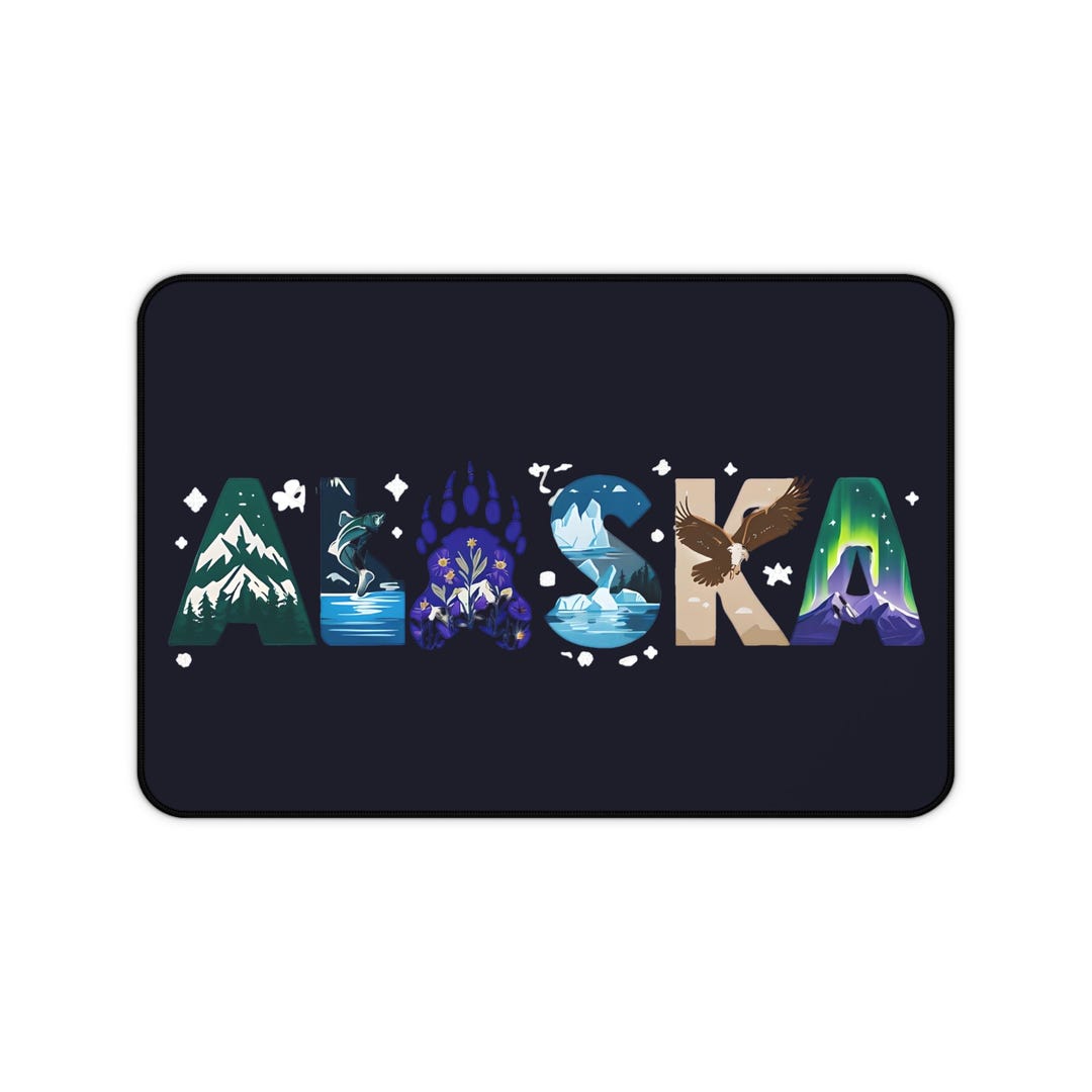 Alaska Letter Art Desk Mat | State Nature Illustration - Etsy