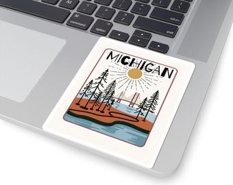 Michigan Mackinac Bridge Kiss-Cut Stickers, Up North Great Lakes Island Decor, Travel Souvenir Decals, Mackinaw Gift, Michigan Love Stickers
