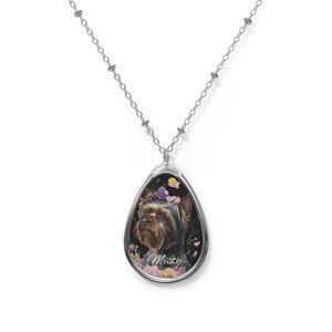 Personalized Dog Lovers Yorkshire Terrier Oval Necklace, Pet Memorial Jewelry, Gifts for Dog Moms, Animal Lover Necklace, Unique Dog Pendant