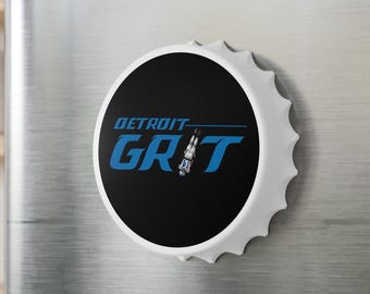 Apribottiglie Detroit Grit, regalo per la festa del papà per i tifosi dei Detroit Football Lions, magnete Detroit 313, decorazione da parete dei Lions Football, Detroit Pride