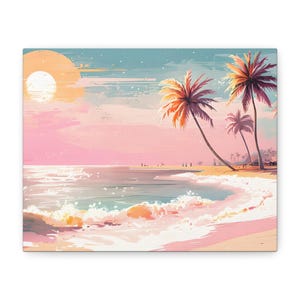 Tropical Beach Canvas Print, Colorful Beach Wall Art, Summer Decor, Coastal Home Design, Gift for Ocean Lovers, Beach House Wall Decor