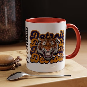 Bold Detroit Baseball, Tiger Coffee Mug, Fun Gift for Detroit Fans, Cute Tea Mug, Customizable Accent Mug, Collectible Sports Mug