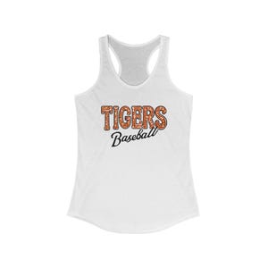 Tigers Baseball Damen Racerback Tank, Sportbekleidung, Sommergarderobe, Fitness Top, Geschenk für Fans, Detroit Baseball, Tigers Baseball Fan