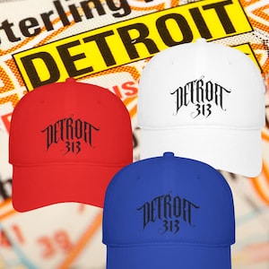 Baseball Cap Detroit 313 Sports Fan Apparel, Detroit Lions, Detroit Tigers, Detroit Red Wings, Detroit Pistons, Michigan