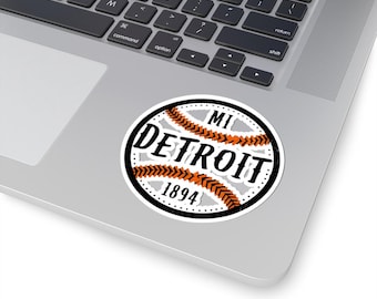 Detroit Tigers Baseball Kiss-Cut Stickers, Water Bottle Sticker, Car Sticker, Michigan Decal, Baseball Fan Gift, Sports Decor
