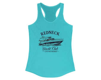 Canotta da barca, Pontone dello Yacht Club Red Neck, Vita sul lago, Maglietta della Florida meridionale, Maglietta da donna con schiena incrociata, Abbigliamento da spiaggia estivo, Regalo a tema nautico