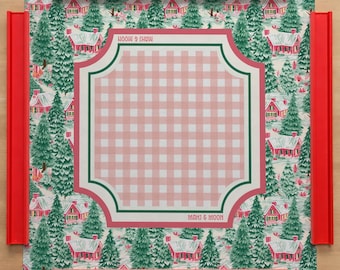 Chinoiserie Christmas Mahjong Mat & Bag: Non-Slip Polyester Game Table Mat