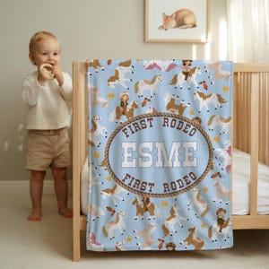 Personalized Cowboy Baby Blanket Cowboy Nursery Heirloom Blanket for Rodeo Nursery Western Blanket Nursery Decor Newborn Baby Name Blanket