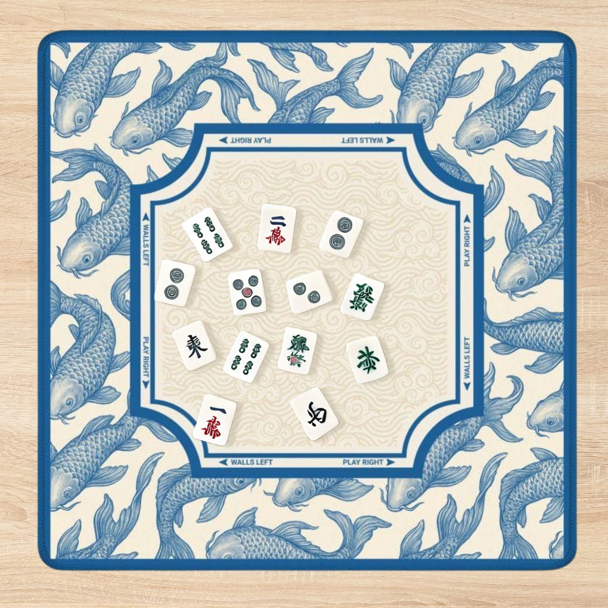 Mahjong Mat Chinoiserie Koi Style