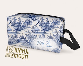 Mahjong Tile Bag, Mahjong Bag, Chinoiserie Pouch, American Mahjong, Mahjong Tile Pouch, Toile Game Tile Bag, Rummy Tile bag