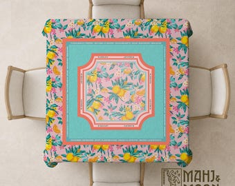 Mahjong Tablecloth lemon Design, Mahjong Mat Table Covering, American Mahjong Accessories, Mahj Table Cover with Instructions