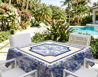 Mahjong Tablecloth Chinoiserie Design, Mahjong Mat Table Covering, American Mahjong Accessories, Mahj Table Cover with Instructions