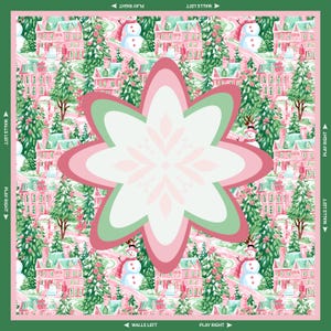 Mahjong Mat Christmas Chinoiserie Style | Mahjong Gift Mat + Bag | Neoprene Non-Slip Game Mat in Green | American Mahjong | Gaming Table Mat