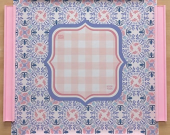 Purple Geometric Mahjong Mat, floral Mah Jongg Table Mat, Pink Mahj Accessories, Game Night Gift for Her