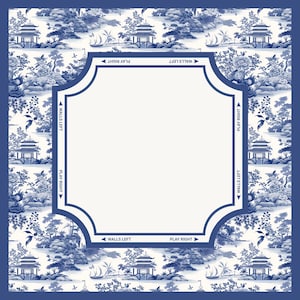 Mahjong Mat Chinoiserie Style | Mahjong Gift Mat + Storage Bag | Neoprene Non-Slip Game Mat in Navy Blue | American Mahjong | Gaming Table