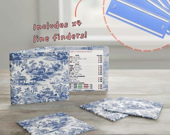 Chinoiserie Mahjong Card Holder Set | Blue and White Mahjong Accessories | Waterproof Card Protectors | American Mahjong Gift