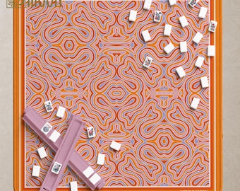 Tapete de Mahjong Retro, Tapete de Mahjong Moderno de Mediados de Siglo, Tapete de Mahjong Americano, Tapete de Juego Dopamine Decor, Regalo Groovy Mahjong, Mahjong Rosa Naranja