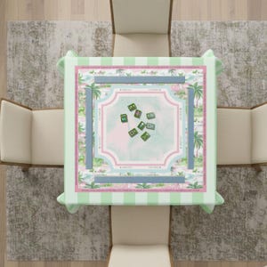 Mahjong Tablecloth Chinoiserie Design, Mahjong Mat Table Covering, American Mahjong Accessories, Mahj Table Cover with Instructions