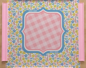 Kwiatowa mata do mahjonga | Różowy i żółty amerykański prezent do mahjonga dla kobiet