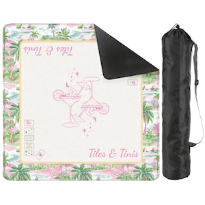Mahjong Mat Palm Beach Style | Mahjong Gift Mat + Storage Bag | Neoprene Non-Slip Game Mat in Pastel | American Mahjong | Gaming Table
