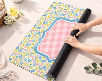 Floral Mahjong Mat | Pink & Yellow American Mahjong Gift for Women