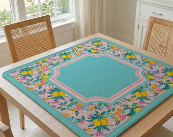 Mahjong Mat Lemon Style | Mahjong Gift Mat + Storage Bag | Pretty Non-Slip Game Mat in Pastel | American Mahjong | Gaming Table