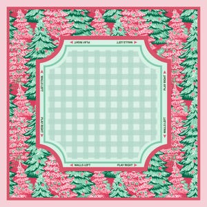 Mahjong Mat Christmas Chinoiserie Style | Mahjong Gift Mat + Bag | Neoprene Non-Slip Game Mat in Pink | American Mahjong | Gaming Table Mat