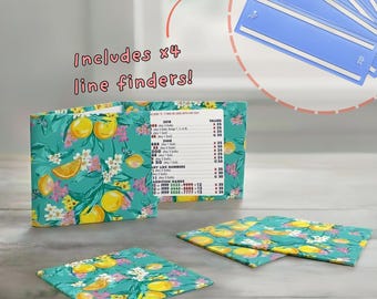 Citrus Mahjong-korthållare | Preppy Mahjong-tillbehör | Ljus citron Mahjong-present | Vattentätt Mahjong-kortskyddsset