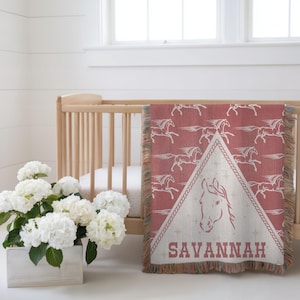 Personalized Cowboy Woven Baby Blanket Western Cowboy Boys Blanket Heirloom Blanket Newborn Name Blanket Baby Name Blanket Woven Throw