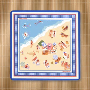 Helle bunte Strand Mahjong Matte, Blaue Maximalist Mah Jongg Spielmatte, Tischabdeckung Geschenk für Mahjong Spieler