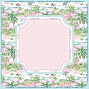 Mahjong Mat Palm Beach Style | Mahjong Gift Mat + Storage Bag | Neoprene Non-Slip Game Mat in Pastel | American Mahjong | Gaming Table