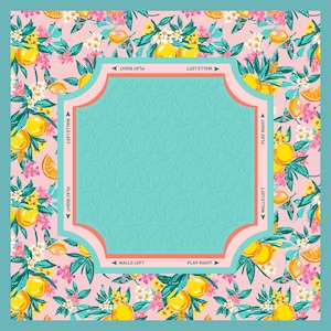 Mahjong Mat Lemon Style | Mahjong Gift Mat + Storage Bag | Neoprene Non-Slip Game Mat in Pastel | American Mahjong | Gaming Table